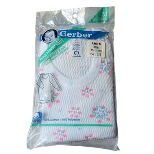 Vintage 1990 Size 3T Thermal‎ Knit Long-Sleeve Shirt Gerber Snowflake USA NOS